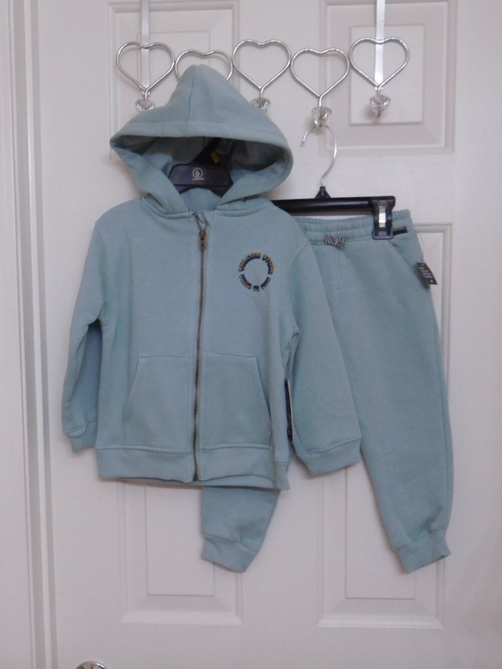 NWT 2pc Volcom Pale Blue Zip Front Hooded Sweatshirt & Joggers sz 3t